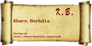 Khern Borbála névjegykártya